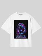 White t-shirt with a colorful Darth Vader graphic and 'Galactic Dark Lord' text on a gray background