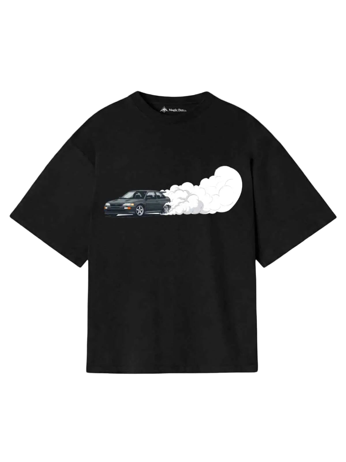 Drift Car Oversized T-Shirt (White and black) – JDM Street Racing Graphic Tee for Men & Women