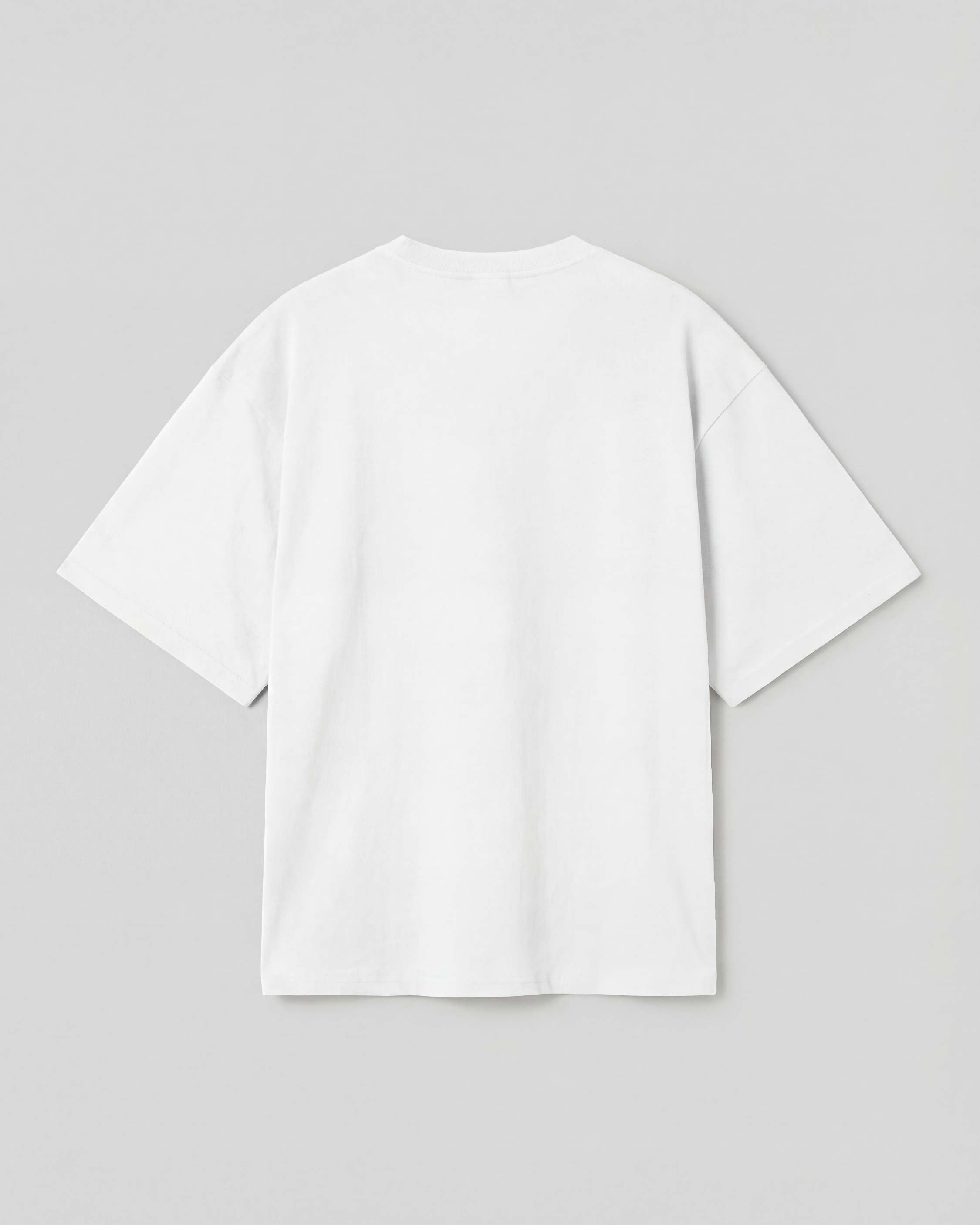 White t-shirt on a light gray background